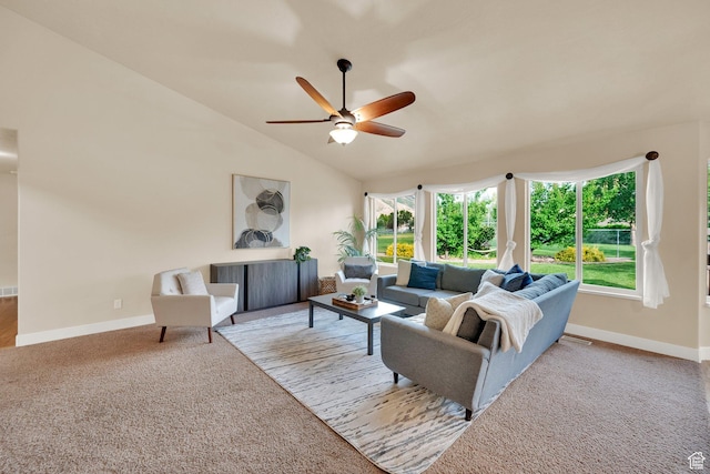 356 Warley Way, Stansbury Park, UT 84074 - carpeted living area with a ceiling fan, plenty of natural light, and lofted ceiling
