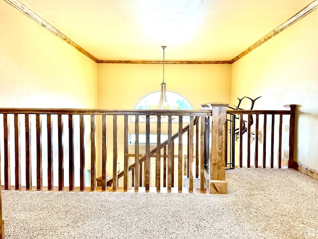 620 S Michael St, Vernal, UT 84078 - stairway featuring crown molding and carpet floors