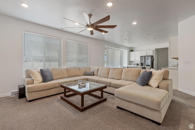 743 W 950 S, Springville, UT 84663 - living area with ceiling fan, light colored carpet, and recessed lighting