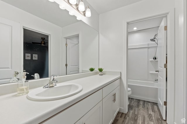 743 W 950 S, Springville, UT 84663 - full bathroom featuring vanity, wood finished floors, and washtub / shower combination