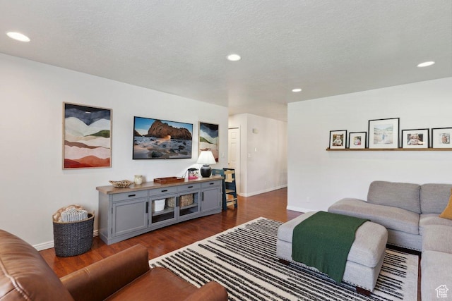 435 E 2100 N, North Ogden, UT 84414 - living area featuring dark wood-type flooring, recessed lighting, and a textured ceiling