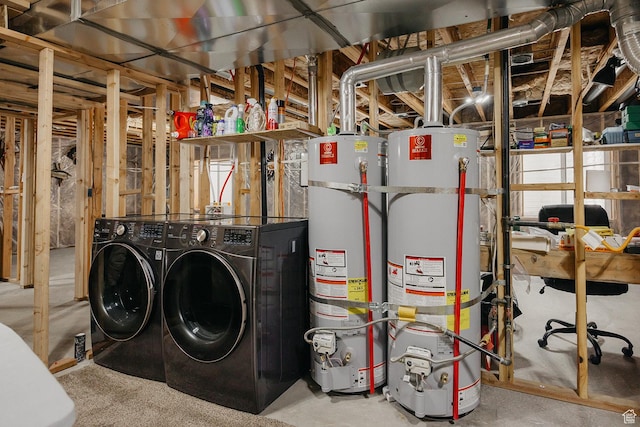 480 Firestone Dr, Santaquin, UT 84655 - utilities with strapped water heater and washer and clothes dryer