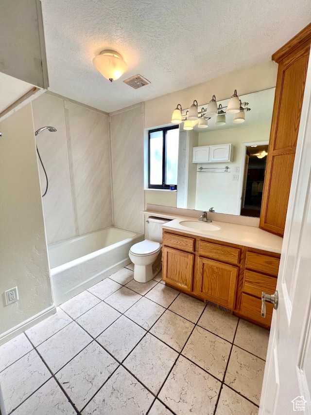 90 W 640 N, Richfield, UT 84701 - full bath with a textured ceiling, vanity, tile patterned flooring, and  shower combination