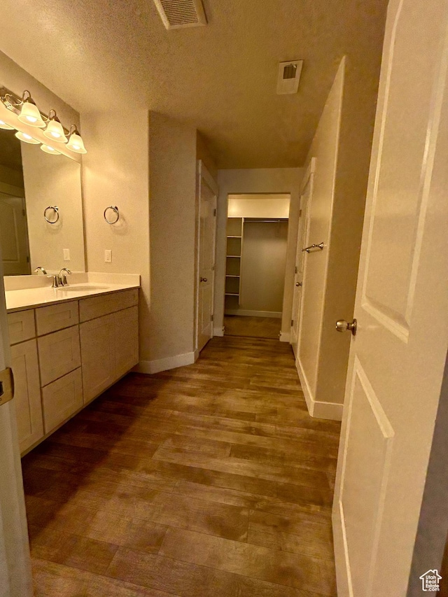 269 W 700 N, Vineyard, UT 84059 - bathroom featuring vanity, wood finished floors, and a textured ceiling