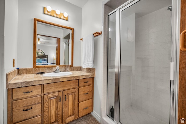 315 E Oak Ln, Kaysville, UT 84037 - full bath featuring vanity, a stall shower, and ceiling fan
