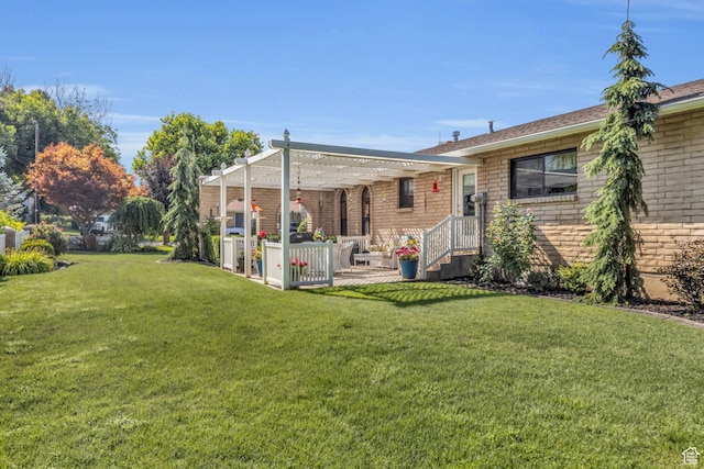315 E Oak Ln, Kaysville, UT 84037 - view of grassy yard featuring a pergola and a patio area