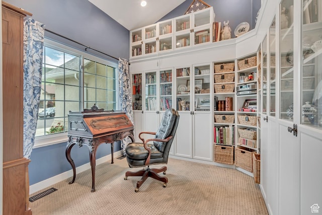 5718 W Silver Rose Cir S, Herriman, UT 84096 - office space with light colored carpet, plenty of natural light, and high vaulted ceiling