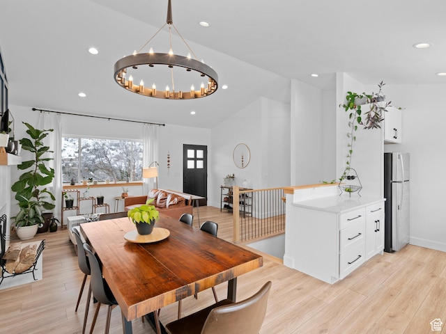 8375 E Lake Pines Dr Unit 212, Heber City, UT 84032 - dining room featuring light wood-style flooring, a chandelier, and recessed lighting