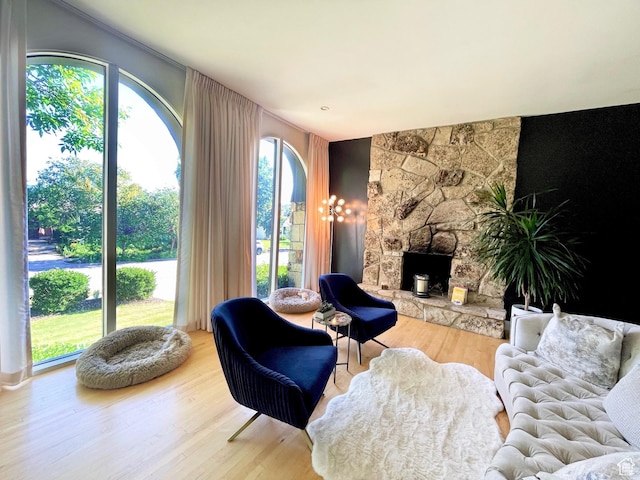 3411 E Enchanted View Dr S, Cottonwood Heights, UT 84121 - living area with wood finished floors and a fireplace