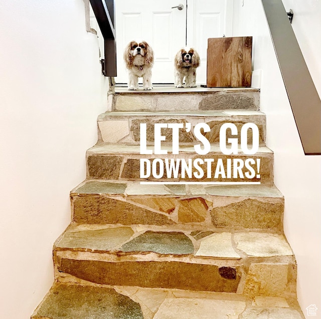 3411 E Enchanted View Dr S, Cottonwood Heights, UT 84121 - stairs featuring stone tile floors