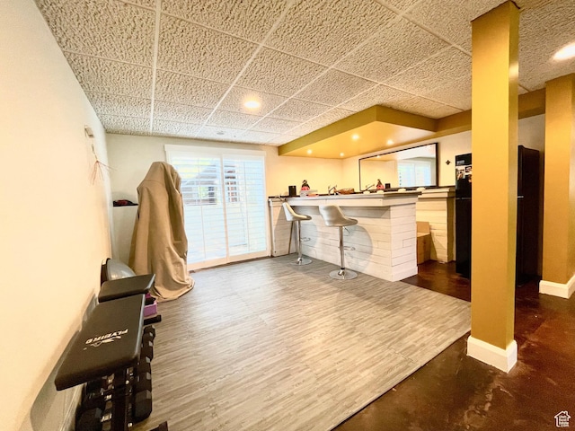 3411 E Enchanted View Dr S, Cottonwood Heights, UT 84121 - bar featuring freestanding refrigerator, a drop ceiling, and recessed lighting