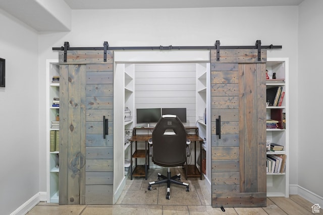 10787 S Pine Shadow Rd, South Jordan, UT 84009 - office area with a barn door and baseboards