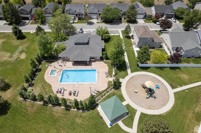 10787 S Pine Shadow Rd, South Jordan, UT 84009 - aerial view of residential area with a pool area