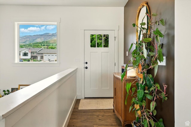 155 N 200 E, Richmond, UT 84333 - foyer entrance with dark wood-style flooring, healthy amount of natural light, and a mountain view