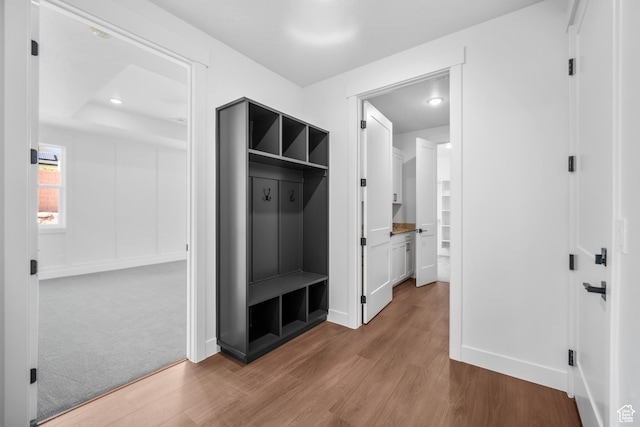 2154 S Bluff Dr, Cedar City, UT 84720 - mudroom featuring wood finished floors and recessed lighting