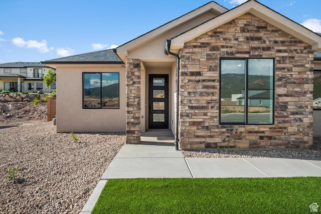 2154 S Bluff Dr, Cedar City, UT 84720 - property entrance featuring stone siding and stucco siding