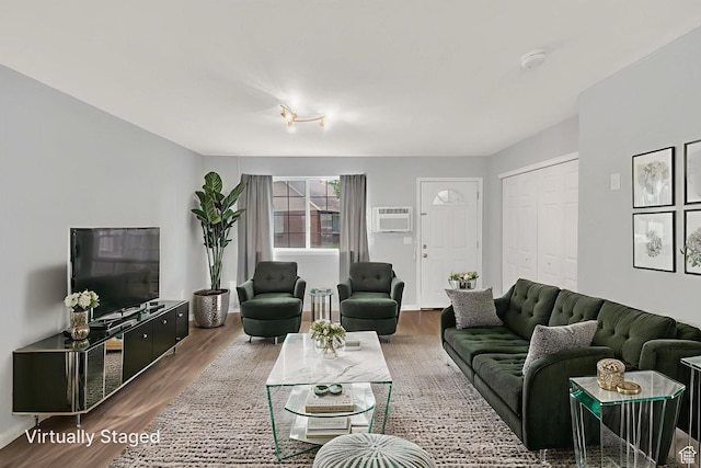 710 N 800 W Unit 11, Salt Lake City, UT 84116 - living room featuring wood finished floors and an AC wall unit