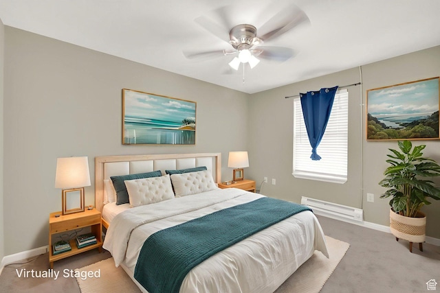 710 N 800 W Unit 11, Salt Lake City, UT 84116 - carpeted bedroom featuring a baseboard heating unit and ceiling fan