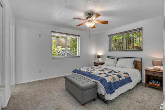 26 N 325 E, Farmington, UT 84025 - carpeted bedroom with multiple windows, a textured ceiling, and ceiling fan