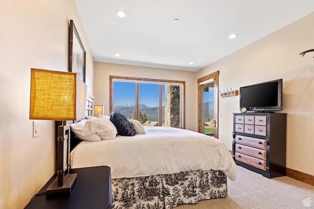3911 N Zermatt St, Eden, UT 84310 - bedroom with carpet flooring, recessed lighting, and access to exterior