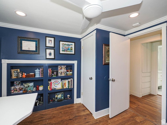 4601 S Creekview Cir, Murray, UT 84107 - rec room with ornamental molding, wood finished floors, and recessed lighting