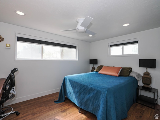 4601 S Creekview Cir, Murray, UT 84107 - bedroom featuring wood finished floors, recessed lighting, and ceiling fan