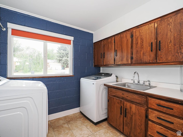 4601 S Creekview Cir, Murray, UT 84107 - laundry area with cabinet space, washing machine and clothes dryer, and light tile patterned floors