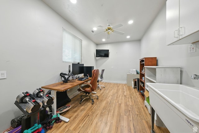 3474 W 7520 S, West Jordan, UT 84084 - office space featuring light wood finished floors, recessed lighting, and a ceiling fan