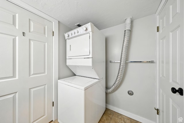 3474 W 7520 S, West Jordan, UT 84084 - laundry area with estacked washer and dryer and a textured ceiling