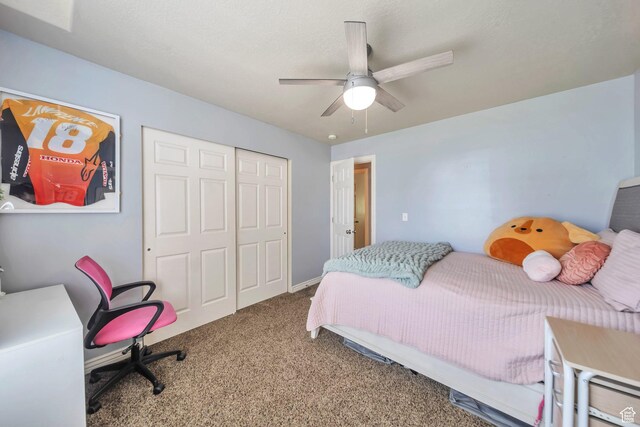 1295 S 4050 W, Syracuse, UT 84075 - bedroom featuring carpet, a closet, and a ceiling fan