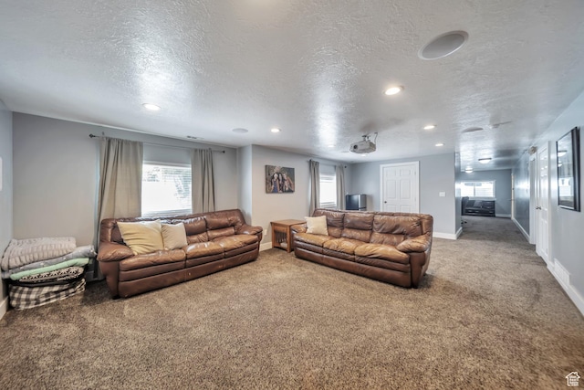 1295 S 4050 W, Syracuse, UT 84075 - carpeted living room with a textured ceiling and recessed lighting