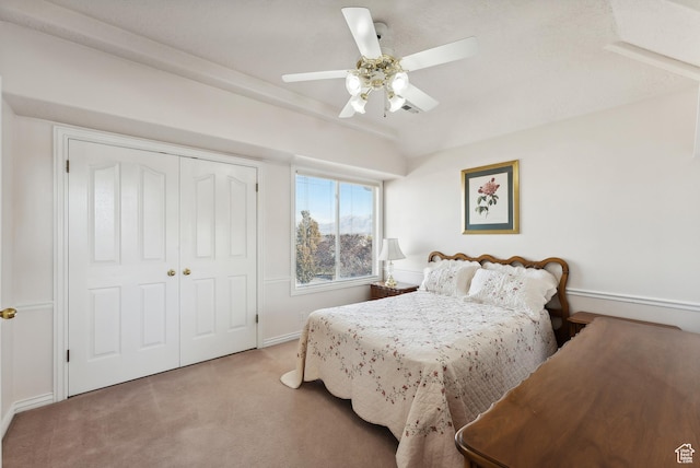11694 S Stone Crest Cir W, Riverton, UT 84065 - bedroom featuring carpet flooring, a closet, and a ceiling fan