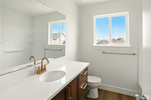 1154 E 1150 S, Garland, UT 84312 - bathroom featuring vanity, wood finished floors, and a shower