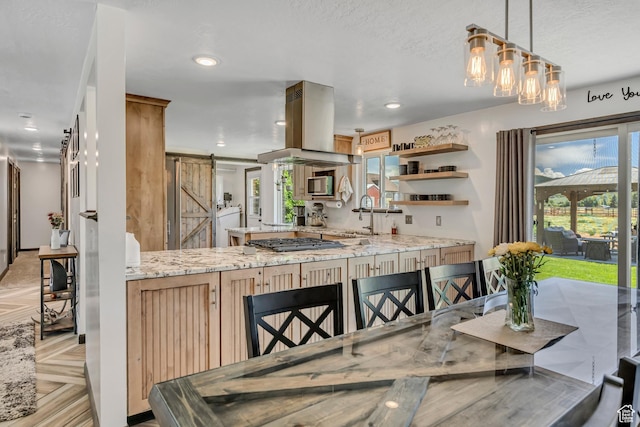 8695 E 800 S, Huntsville, UT 84317 - dining room featuring a barn door, healthy amount of natural light, recessed lighting, and a textured ceiling