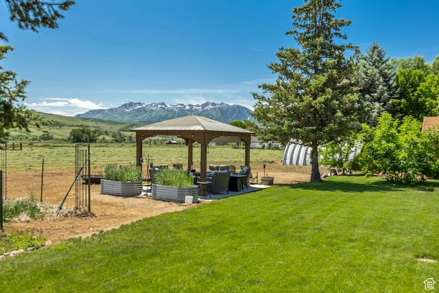 8695 E 800 S, Huntsville, UT 84317 - view of yard with a gazebo, a mountain view, a garden, and an outdoor hangout area