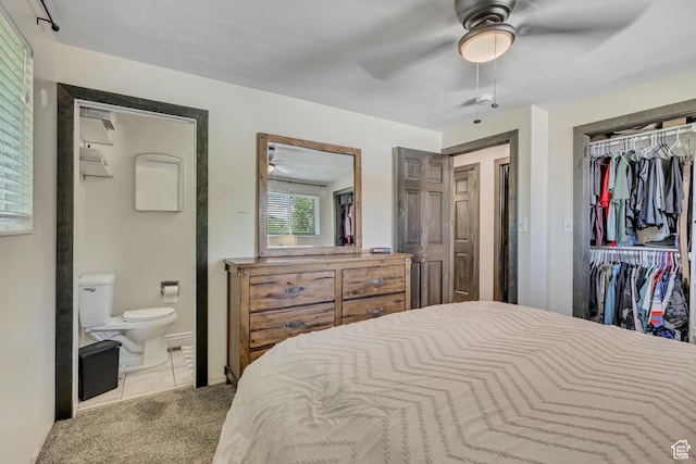 8695 E 800 S, Huntsville, UT 84317 - bedroom with carpet, connected bathroom, a closet, and a ceiling fan