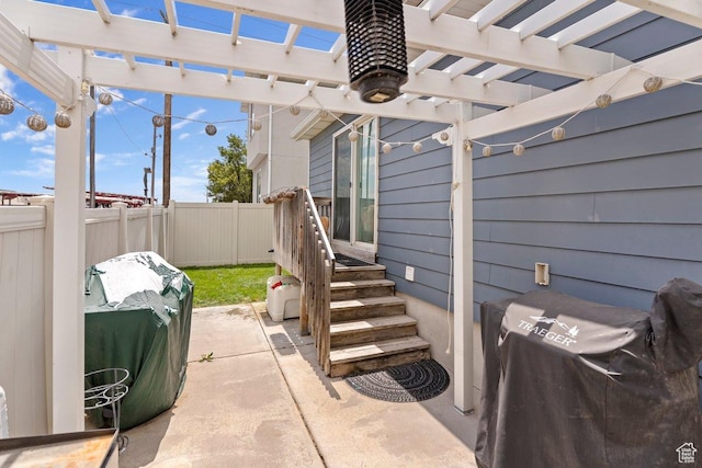 2536 S Andover St, West Haven, UT 84401 - fenced backyard featuring a pergola, a patio, and grilling area