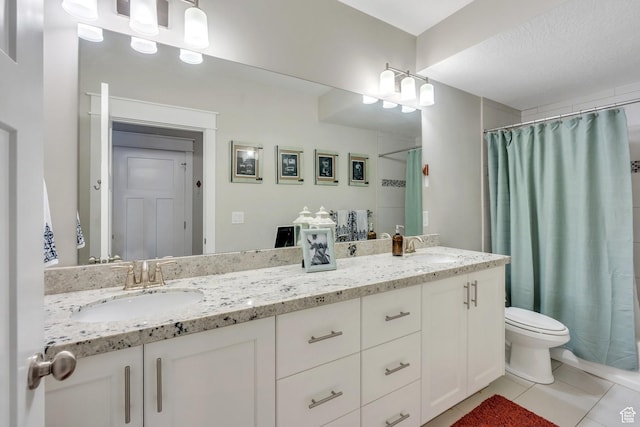 10616 S Wistful Way S, Jordan, UT 84009 - full bath with double vanity, tile patterned floors, and curtained shower