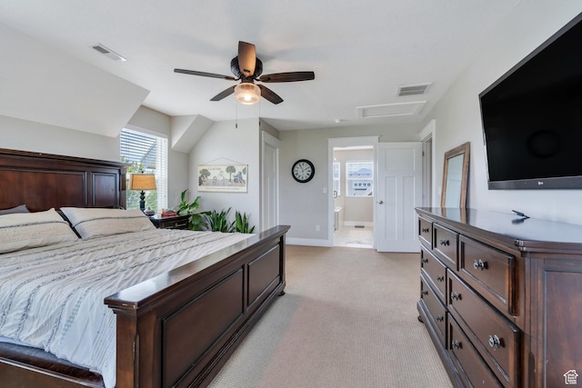 10616 S Wistful Way S, Jordan, UT 84009 - bedroom with attic access, light colored carpet, and a ceiling fan