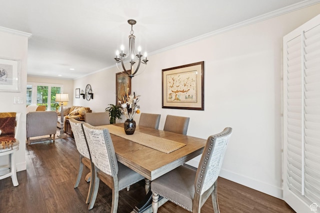 4178 S 650 E, Murray, UT 84107 - dining room with a chandelier, dark wood-type flooring, and ornamental molding