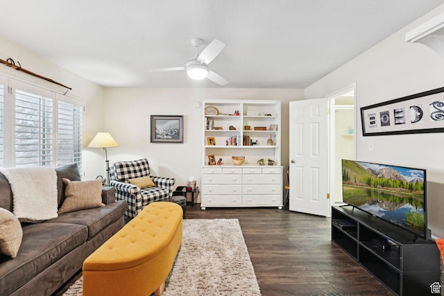 4178 S 650 E, Murray, UT 84107 - living room with ceiling fan and dark wood-style flooring