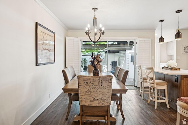 4178 S 650 E, Murray, UT 84107 - dining space with a chandelier, dark wood-type flooring, and crown molding