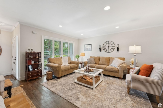 4178 S 650 E, Murray, UT 84107 - living area with crown molding, wood finished floors, and recessed lighting