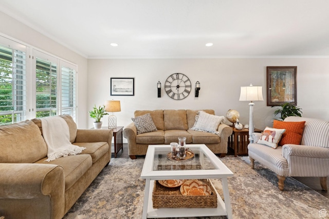 4178 S 650 E, Murray, UT 84107 - living room featuring ornamental molding and recessed lighting