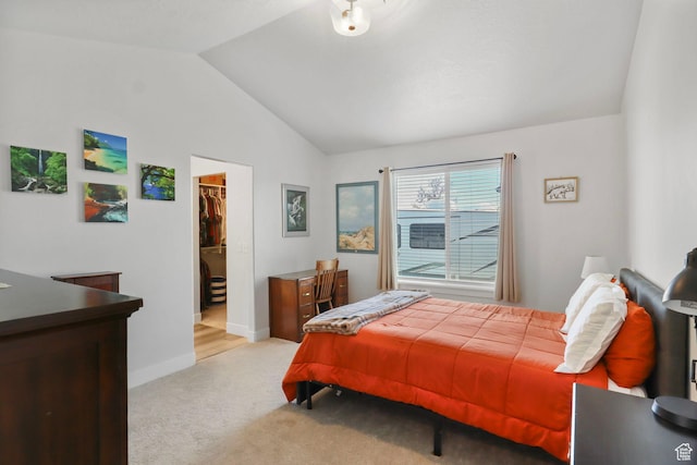 4764 N Gunsight Peak Dr, Eagle Mountain, UT 84005 - bedroom featuring lofted ceiling, a spacious closet, light carpet, and a closet