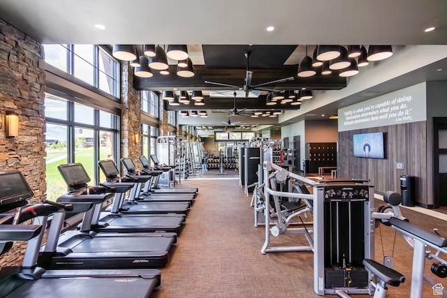 285 N Kings Peak Ct, Heber City, UT 84032 - exercise room featuring a high ceiling and recessed lighting