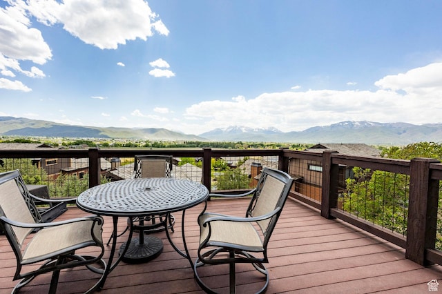 285 N Kings Peak Ct, Heber City, UT 84032 - wooden terrace with a mountain view