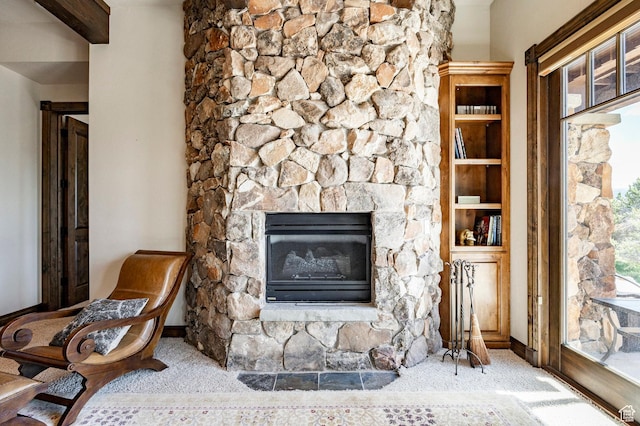 285 N Kings Peak Ct, Heber City, UT 84032 - detailed view of a fireplace and carpet flooring