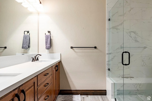 285 N Kings Peak Ct, Heber City, UT 84032 - full bathroom featuring double vanity and a marble finish shower