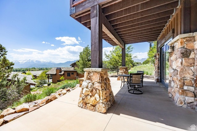 285 N Kings Peak Ct, Heber City, UT 84032 - view of patio with a mountain view and outdoor dining area